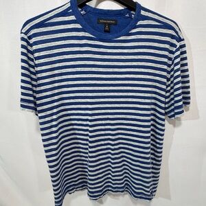 Banana Republic Womens Top Striped Tee M Tall Linen Casual Classic Pullover
